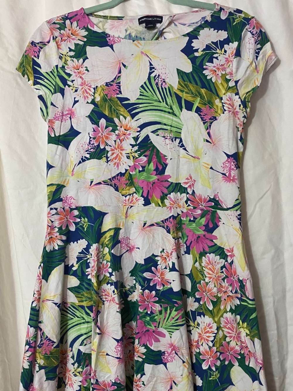 American Living Floral 100% Cotton Short Sleeve A Line/Fit and Flare Dress